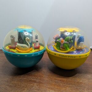 Vintage 1966/ 1985Fisher Price Roly Poly Chime Balls Boats Rocking Horses Kids